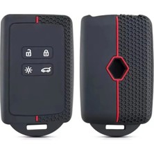 Gma Keys Renault Austral Megane 4 Talisman Clio 5 Petek Desenli Silikon Anahtar Kılıfı Siyah Kırmızı Renk