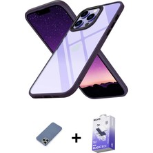 iPhone 13 Pro Max Nova Işık Serisi - Siyah Bilvis 5in1 5d Magic Hayalet Cam Ekran Koruyucu + Açık Yeşil Metal Kamera Lens Koruma Cam