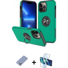 Cepte Toptan iPhone 13 Pro Odak Form Prime - Siyah 3D Antistatik Seramik Nano Ekran Koruyucu + Koyu Yeşil Metal Kamera Lens Koruma Cam