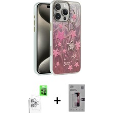 iPhone 16 Pro Zirve Modern Prime - Siyah Bilvis 3D Mat Cam Ekran Koruyucu + Beyaz Raze Metal Kamera Lens