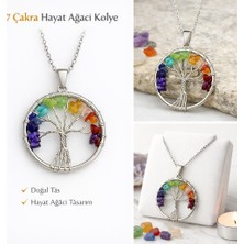 Kolyeucum Evcikuş Hayat Ağacı 7 Çakra Doğal Taş Kolye – Unisex Şık Kolye