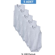 MiraLive Gri Askılı Body Zıbın 7-12 Yaş Çocuklar Için (5 Adet) Alttan Çıtçıtlı Özel Gereksiniml