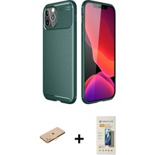 Cepte Toptan iPhone 11 Pro Max Eksen Form Prime - Siyah 6d Mat Seramik Hayalet Nano Ekran Koruyucu + Turuncu Renkli Kamera Lens Koruma Cam