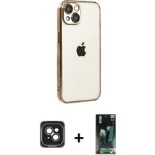 Cepte Toptan iPhone 15 Vadi Minimal - Siyah 360 Mat Full Body Arka Koruyucu + Yeşil Pvd Metal Kamera Lens