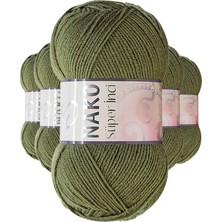 MiraLive 5 Adet Süper Inci El Örgü Ipi 100 gr Haki 4234