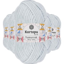 MiraLive 5 Adet Yumurcak Kadife El Örgü Ipi Açık Gri K919