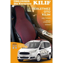 Furens Ford Courier Uyumlu Kırmızı Prestij Serisi Dokuma Kumaş Oto Koltuk Kılıfı Ön Tam Arka Alt