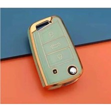 Gma Keys Golf 7 Golf 7,5 Tiguan Polo T-Roc T-Cross Nano Anahtar Koruma Kılıfı Yeşil Gold Renk