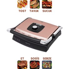 Fakir 6 Dilim Kapasiteli 2000W Üstün Isıtma Gücüne Sahip Sabit Granit Plakalı 180 Derece Açılabilir Elektrikli Izgara ve Tost Makinesi Isı Ayarlı Yağ Damlama Hazneli