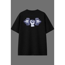 Vsrn Kaslı El Tasarım Arka Baskılı Siyah Oversize T Shirt