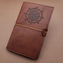 Aydogan's Kahverengi Pusula Temalı Deri Defter