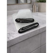 Türkühome Siyah Istiridye Dikişli %100 Pamuk Yumuşak Dokulu Yüksek Su Emici 2'li Banyo Havlu SETI|50X90-70X130