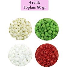 MiraLive Dökme Cam Kum Boncuk Büyük Boy (6/0) 4 mm - 4 Renk - Toplam 80 Gram - BNC407