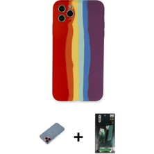 BUTİMAR'S iPhone 11 Pro Yadigar Çizgi - Şeffaf 360 Full Body Arka Koruyucu + Kırmızı Metal Kamera Lens Koruma Cam