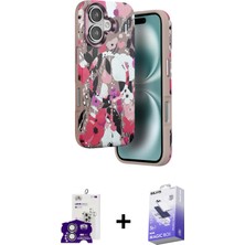 iPhone 16 Siluet Doku - Siyah Bilvis 5in1 5d Magic Hayalet Cam Ekran Koruyucu + Gümüş Bilvis Titan Kamera Lens