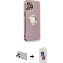 Cepte Toptan iPhone 13 Pro Max Iz Form Serisi - Siyah Joko 5d Cam + Rose Gold Rainbow Kamera Lens Koruma Cam