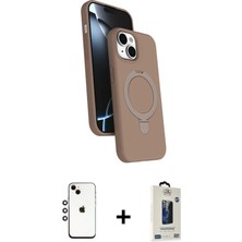 Cepte Toptan iPhone 14 Iz Işık Koleksiyonu - Siyah Bilvis Hayalet Cam Ekran Koruyucu + Gökkuşağı Shine Kamera Lens