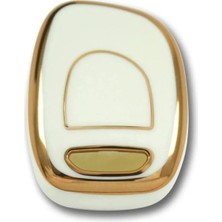 Gma Keys Renault Clio Kangoo 1 Buton Siyah Oto Anahtar Kumanda Kabı Nano Kılıfı Beyaz Gold Renk