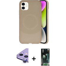 Cepte Toptan iPhone 11 Ufuk Serisi - Siyah 360 Mat Full Body Arka Koruyucu + Mor Raze Metal Kamera Lens
