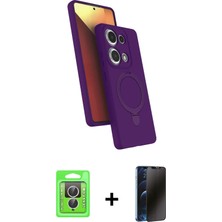 Cepte Toptan Redmi Note 13 Pro 4g Iz Işık Koleksiyonu - Siyah 3D Antistatik Hayalet Cam Ekran Koruyucu + Gümüş Raze Metal Kamera Lens