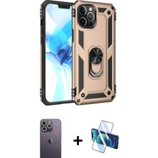 Cepte Toptan iPhone 12 Pro Max Ahenk Klasik Koleksiyonu - Siyah 3D Antistatik Seramik Nano Ekran Koruyucu + Beyaz Neon Fosforlu Kamera Lens