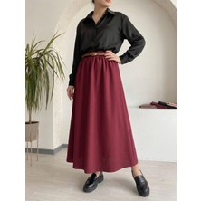 Foremia Kemer Detay Terikoton Etek-Bordo -