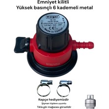 Orgaz Yüksek Basınçlı  Ayarlı 6 Kademeli Sanayi Tipi 12KG Şişman Tüp Dedantörü Kilitlenir Metal Regülatör
