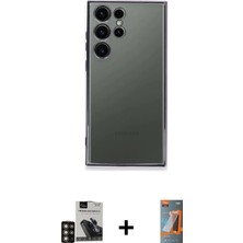 Cepte Toptan Galaxy S24 Ultra Vadi Minimal - Siyah Autokit 5in1 Fiber Hayalet Polymer Nano Ekran Koruyucu + Gold Pvd Metal Kamera Lens