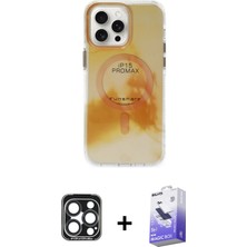 iPhone 15 Pro Max Ufuk Doku Prime - Siyah Bilvis 5in1 5d Magic Hayalet Cam Ekran Koruyucu + Lacivert Pvd Metal Kamera Lens