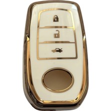 Gma Keys Toyota Yeni Kasa Chr C-Hr Camry Corolla Cross Yaris Cross Prius Rav4 Anahtar Kılıfı Beyaz Gold Renk