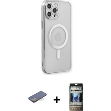 Cepte Toptan iPhone 12 Pro Doruk Minimal - Siyah 34D Hayalet Izgaralı Cam + Mavi Renkli Kamera Lens Koruma Cam