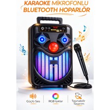 Omaze Mikforonlu Rgb LED Karaoke Bluetooth Hoparlör Mikrofon Dahil Kablosuz Taşınabilir Bluetooth Speaker