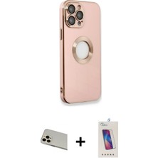 Cepte Toptan iPhone 13 Pro Max Iz Form Serisi - Siyah Joko 5d Cam + Rose Gold Rainbow Kamera Lens Koruma Cam