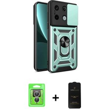 Cepte Toptan Redmi Note 13 Pro 4g Ahenk Klasik - Siyah 6d Antistatik Mat Seramik Hayalet Nano Ekran Koruyucu + Gümüş Raze Metal Kamera Lens