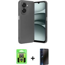 Cepte Toptan Galaxy A07 4g Eksen Form Prime - Siyah 3D Antistatik Hayalet Cam Ekran Koruyucu + Gümüş Raze Metal Kamera Lens