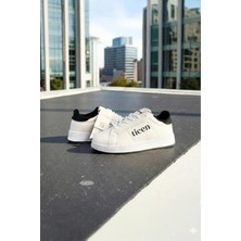 Ticen Beyaz Erkek Sneaker Ayakkabı – Siyah Topuk Detaylı, Günlük & Şehir Stili