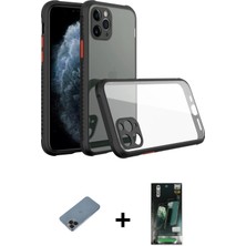 BUTİMAR'S iPhone 11 Pro Max Nova Asil Özel Seri - Siyah 360 Mat Full Body Arka Koruyucu + Siyah Shine Kamera Lens Koruma Cam