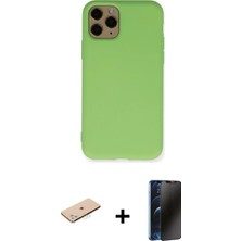 Cepte Toptan iPhone 11 Pro Ahenk Serisi - Siyah 3D Antistatik Hayalet Cam Ekran Koruyucu + Mavi Renkli Kamera Lens Koruma Cam