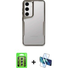 BUTİMAR'S Galaxy A15 4g Akış Çizgi Koleksiyonu - Siyah 3D Antistatik Cam Ekran Koruyucu + Gümüş Raze Metal Kamera Lens