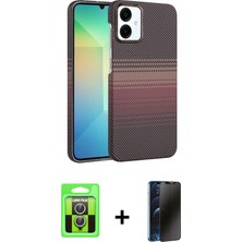 Galaxy A07 4g Doruk Serisi - Siyah 3D Antistatik Hayalet Cam Ekran Koruyucu + Gümüş Raze Metal Kamera Lens