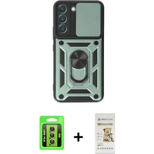 Cepte Toptan Galaxy S23 Ahenk Klasik - Siyah Mat Seramik Nano Ekran Koruyucu + Sarı Raze Metal Kamera Lens