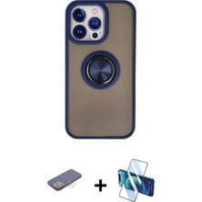 Cepte Toptan iPhone 13 Pro Max Yörünge Çizgi - Siyah 3D Antistatik Cam Ekran Koruyucu + Sarı Renkli Kamera Lens Koruma Cam