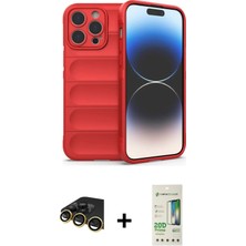 Cepte Toptan iPhone 14 Pro Atlas Koleksiyonu - Siyah 20D Premium Cam Ekran Koruyucu + Gold Raze Metal Kamera Lens