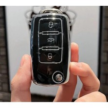 Gma Keys Vw Tiguan Jetta Golf 5 Golf 6 Scirocco Polo Caddy Transporter Nano Anahtar Kılıfı Siyah Gümüş Renk