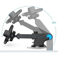 360 Derece Dönen Torpido Üstü Uzunluk Ayarlamalı Vantuzlu Teleskopik Araç Telefon Tutucu