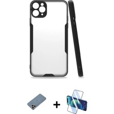 Cepte Toptan iPhone 11 Pro Atlas Asil Serisi - Siyah 3D Antistatik Seramik Nano Ekran Koruyucu + Gökkuşağı Shine Kamera Lens Koruma Cam