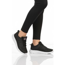 Walkway Siyah Beyaz Fileli Hafif Bağcıklı Unisex Spor Ayakkabı 2029 G