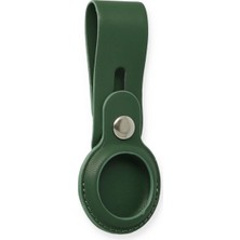 Twin Store Airtag Askılı Deri Kılıf - Koyu Yeşil