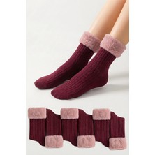 Bravie Konç Peluşlu Yumuşak Çorap 595 Bordo