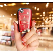 Gma Keys Volkswagen Golf 7 Golf 7,5 Tiguan Polo T-Roc T-Cross Nano Anahtar Koruma Kılıfı Kırmızı Gold Renk